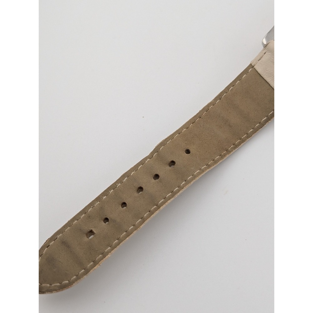 Accutime Watch Women 40mm Case Crystal Bezel White Faux Leather Band New Battery - Picture 9 of 9